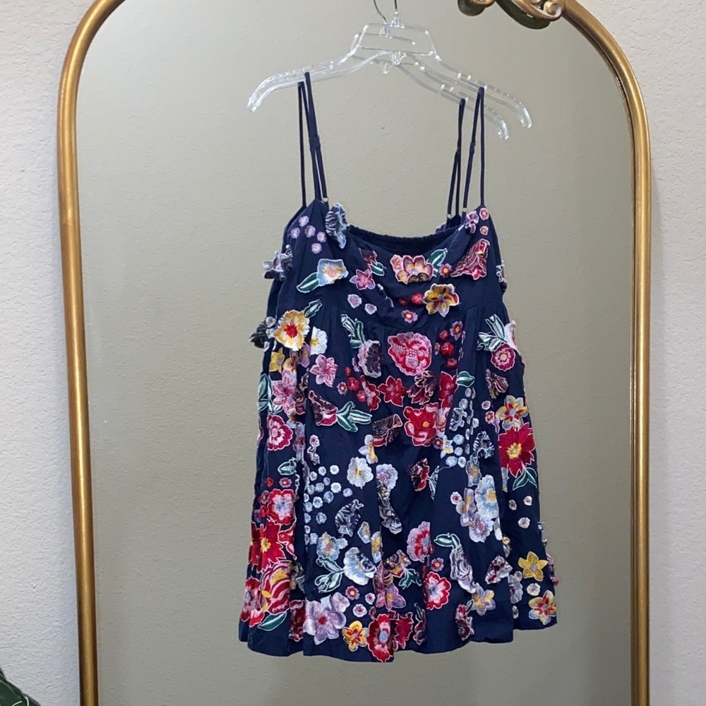 Anthropologie Sleeveless 3D Floral Babydoll Mini Dress Size XL - Picture 6 of 12
